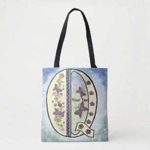 floral Monogram Q Tote Bag