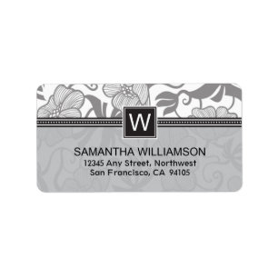 Floral Monogram Return Address Labels (black)