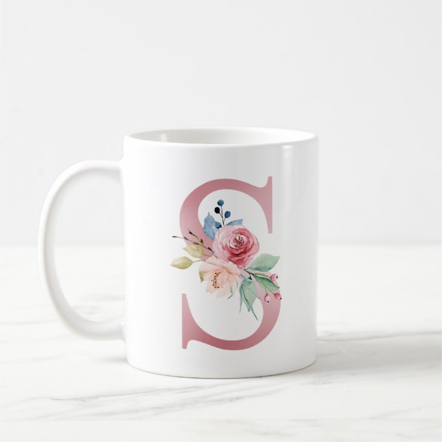 Floral Monogram S Mug (Left)