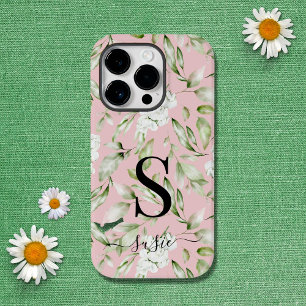Floral Monogram Script Name protective Case-Mate iPhone 14 Pro Case