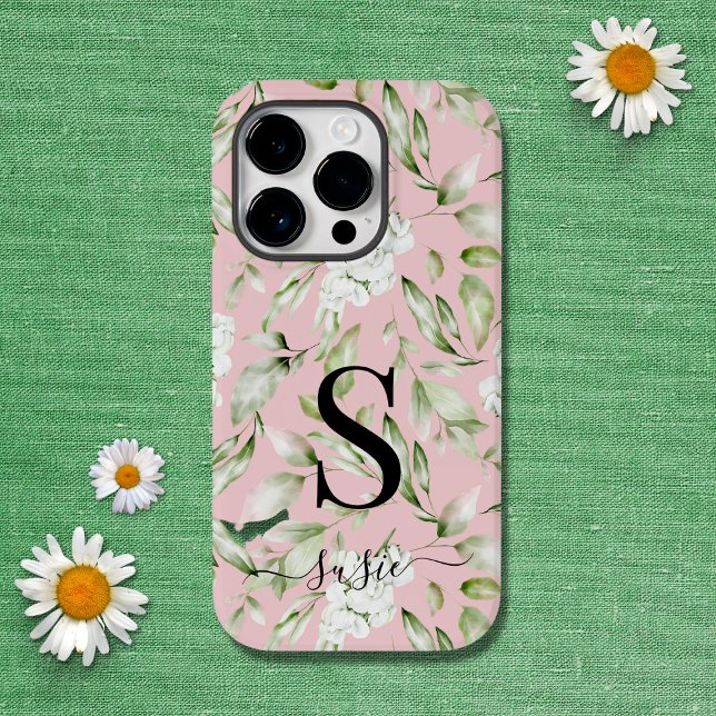 Floral Monogram Script Name protective Case-Mate iPhone Case (Creator Uploaded)
