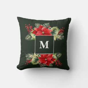 Floral Monogram Throw Pillow