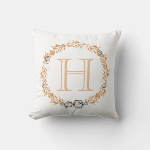 Floral Monogram Throw Pillow