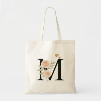 Floral Monogram Tote Bag – Letter M