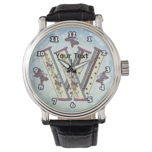 floral Monogram W Watch