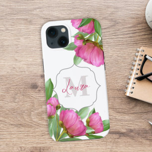 Floral Monogram Watercolor Pink Modern Case-Mate i iPhone 13 Case