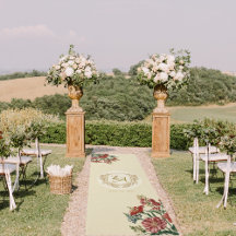 Floral Monogram Wedding Aisle Runner Rug