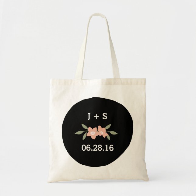 Floral Monogram Wedding Tote Bag (Front)