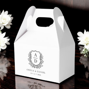 Floral Monogram Wedding White Crest Modern Favor Box