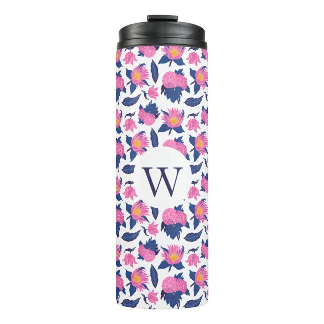 Floral Monogram with Initial – Personalized Gift Thermal Tumbler (Front)