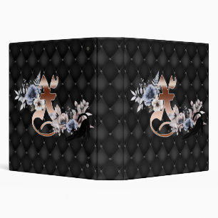Floral Monogram X Black Cat Binder