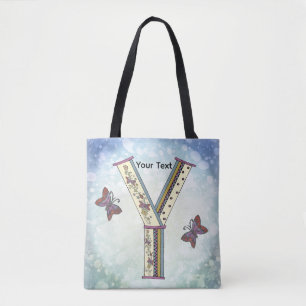 floral Monogram Y Tote Bag
