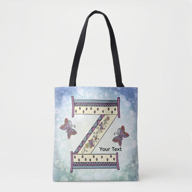 floral Monogram Z Tote Bag (Front)