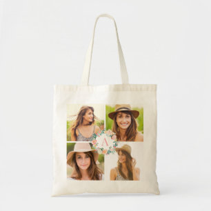 Floral Monogramme Photo Collage Sac fourre-tout pe