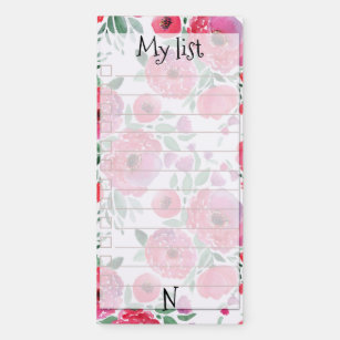 Floral ,monogrammed ,personalized ,roses,reminder magnetic notepad