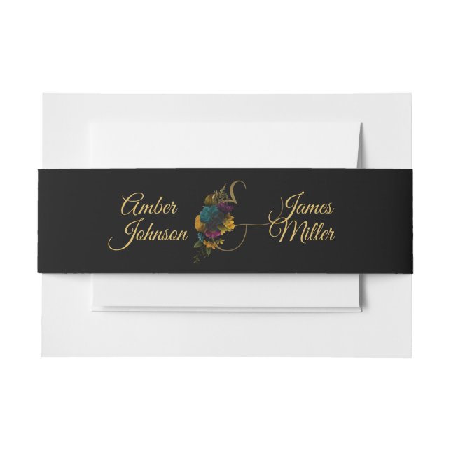 Floral Moody Wedding Invitation Suite Belly Band (Front Example)