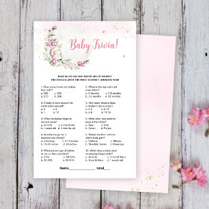 Floral Moon Baby Shower Trivia Game