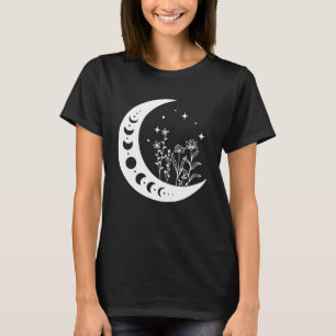 Floral Moon, Boho, Floral Moon Flowers Crescent Co T-Shirt