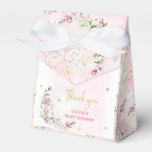Floral Moon Pink Baby Shower Favor Box