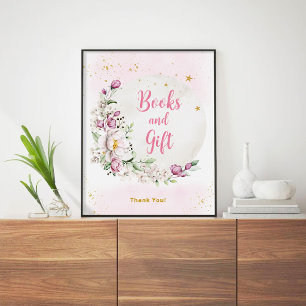 Floral Moon Pink Books and Gift  Poster