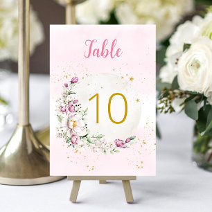 Floral Moon Pink Table Number