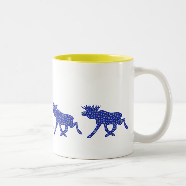 Floral Moose Two-Tone Coffee Mug (Right)