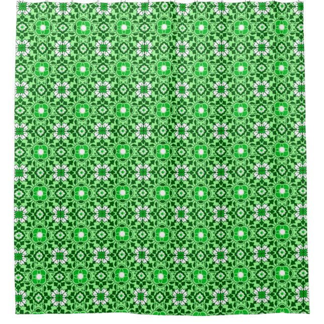 Floral Moroccan Tile, Emerald and Lime Green (Front)