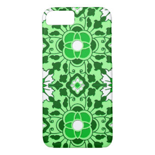 Floral Moroccan Tile, Emerald and Lime Green Case-Mate iPhone Case