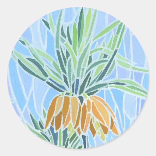 Floral Mosaic Design Classic Round Sticker (Front)