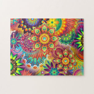 Floral mosaic pattern jigsaw puzzle