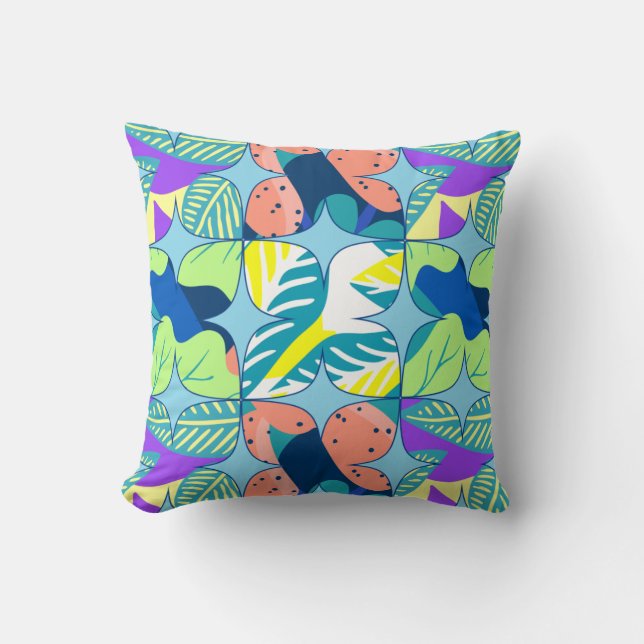 Floral Mosaic Throw Pillow (Front)