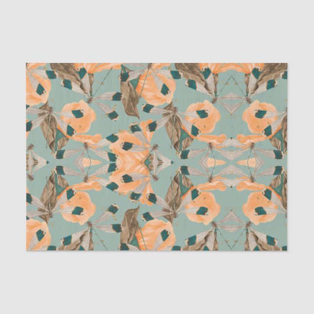 Floral Moth Butterfly Pattern Tissue Paper (Front)