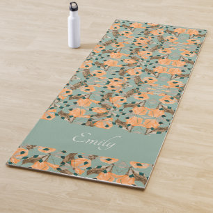 Floral Moth Butterfly Pattern Yoga Mat