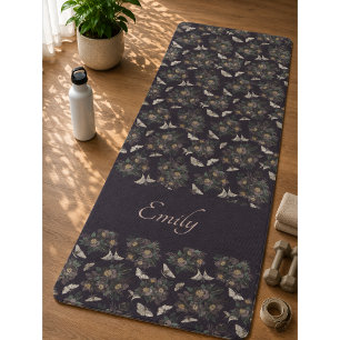 Floral Moth Butterfly Pattern Yoga Mat