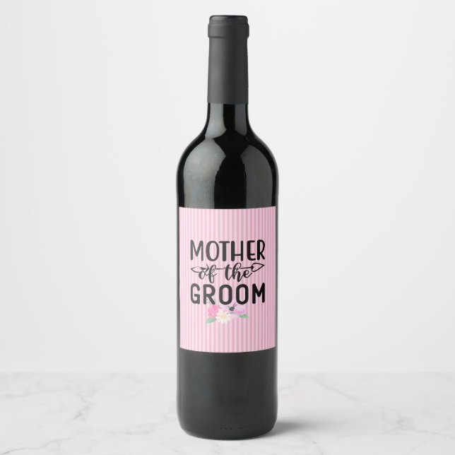Floral Mother of the Groom Wine Label (Front)