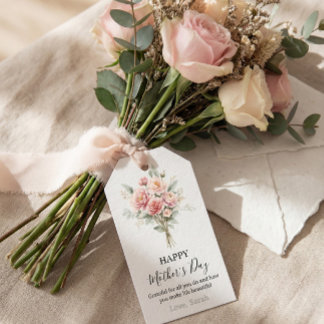 Floral Mother’s Day Gift Tag, Pink Rose Bouquet Tags