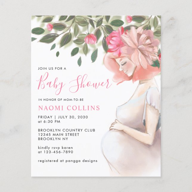 Floral Motherhood Pregnant Mom Mother Baby Shower  (Front)