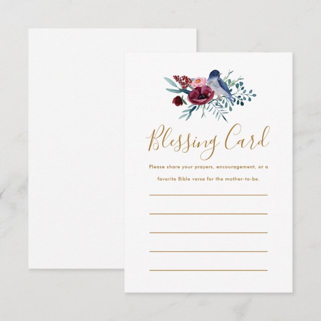 Floral Mother's Blessing Card Prayers Note Cards (Front/Back)