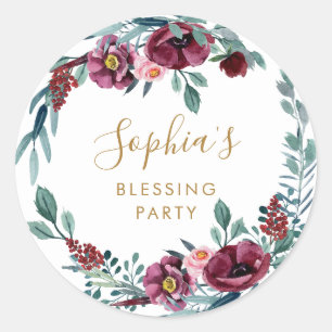 Floral Mother's Blessing Party Personalized  Classic Round Sticker