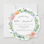 Floral Mother's Day Brunch Circle Invitation<br><div class="desc">This Mother's Day Brunch invitation design features soft watercolor florals with serif and script fonts. It's easy to edit your details to personalize it just for your needs! Also features a soft watercolor floral design on the back with pink and blue hues. Find coordinating stationery and gifts in The Proverbs...</div>