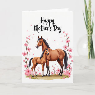 Floral Mothers Day Horses Card