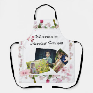 Floral Mother's Day Mama's three photo cubs   Apron