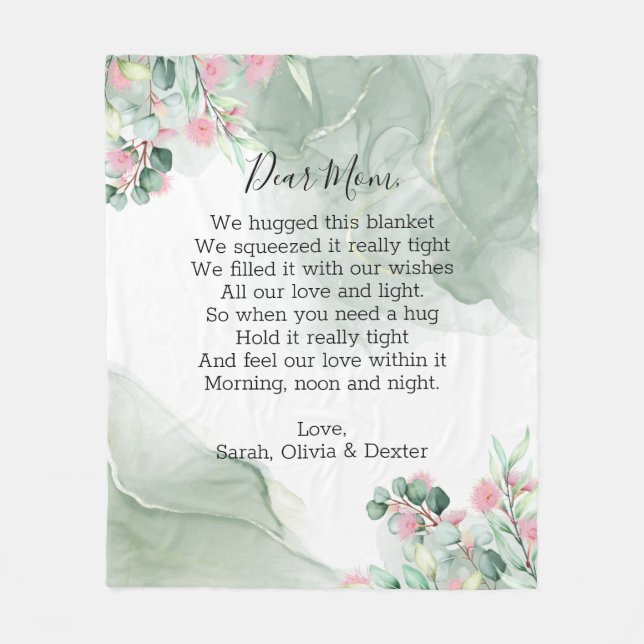 Floral Mother's Day Mom Grandma Message Fleece Blanket (Front)