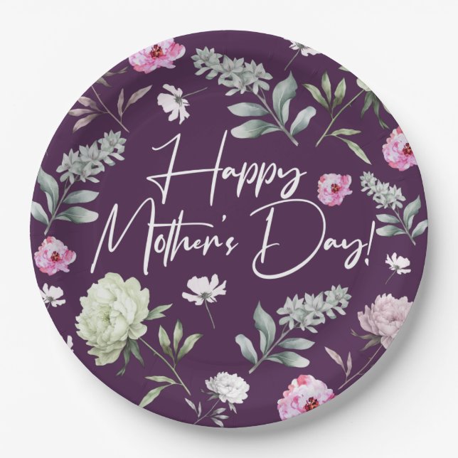 Floral Mother's Day Paper Plate (Front)
