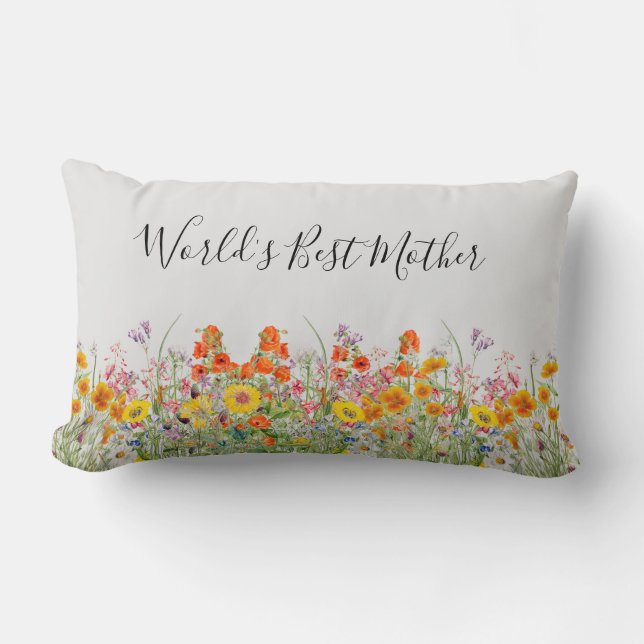 Floral Mother's Day Throw Lumbar Pillow (Front)