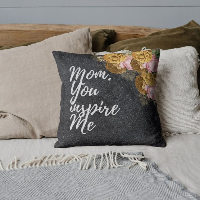 Floral Mothers Gift With Personalized Photo Throw Pillow (Creator Uploaded)