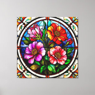 Floral Motif and Vibrant Flowers Canvas Print