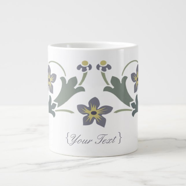 Floral Motif - Snack time Large Coffee Mug (Front)