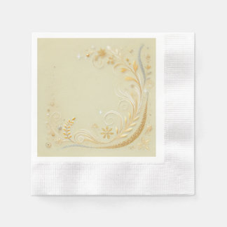 Floral Motifs In Pastel Yellow Shade Napkin