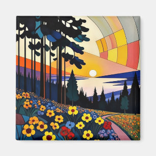 Floral Mountainside Magnet